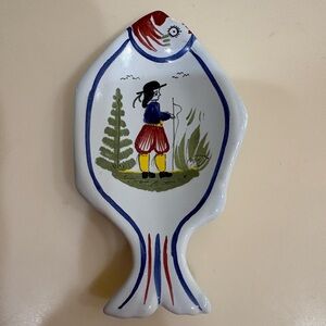 Pierre Deux Dainty Quimper Colorful Fish-Shaped Tinket Ceramic Dish